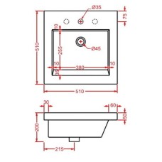 Керамическая раковина 51 см Artceram Gap, white glossy (GPL005 01;00)