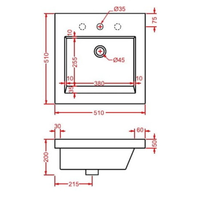 Керамическая раковина 51 см Artceram Gap, white glossy (GPL005 01;00)