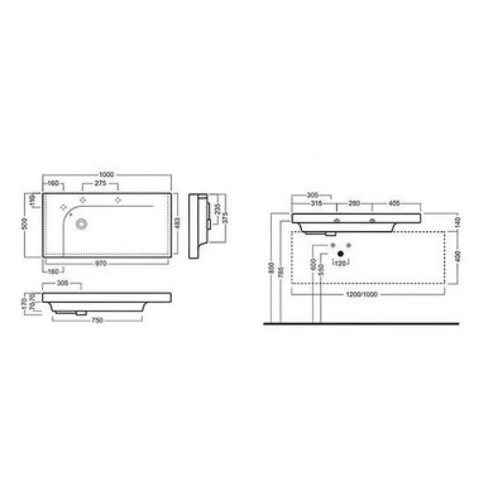 Керамическая раковина 100 см Hatria Grandangolo, белый (Y0VA01)