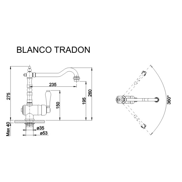 Смеситель кухонный Blanco TRADON латунь полировка 520787