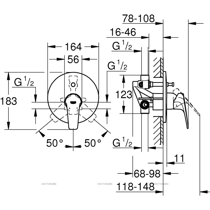 Grohe BauFlow Смеситель однорычажный для ванны (29113000)