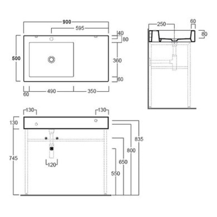 Керамическая раковина 90 см Simas Frozen FZ 11
