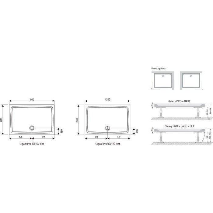 Душевой поддон Ravak GIGANT PRO 120x80 Flat Белый Душевой поддон Ravak GIGANT PRO 120x80 Flat Белый