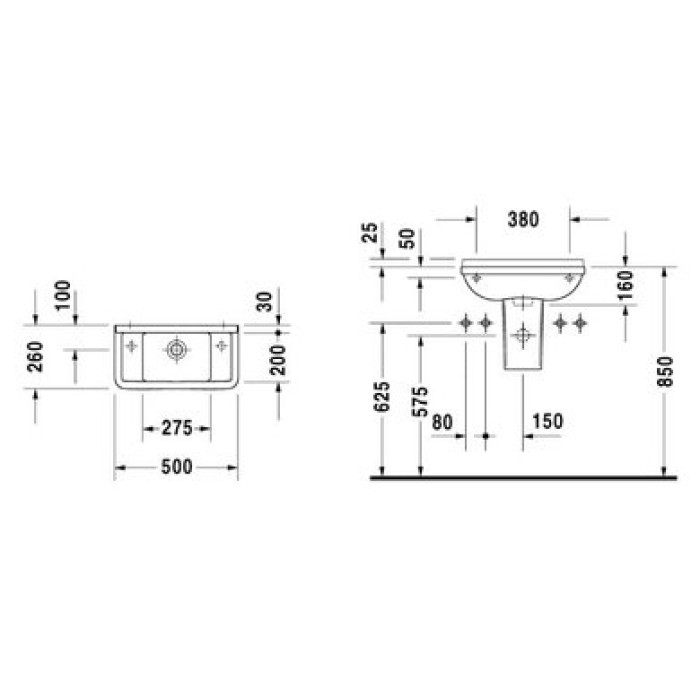 Плитка керамогранит Керамическая раковина 50 см Duravit Starck 3 0751500000 для пола