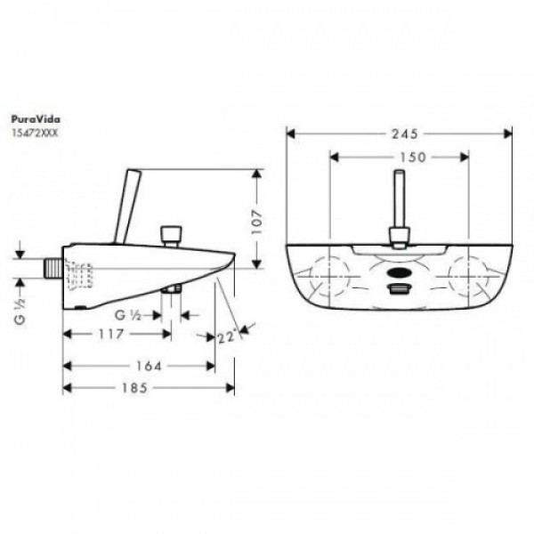 Смеситель для ванны Hansgrohe PuraVida 15472000