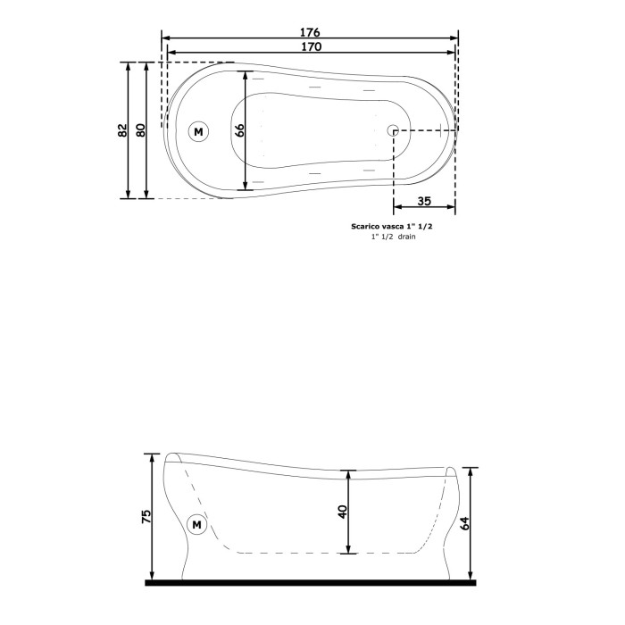 Gruppo Treesse Egg Ванна в стиле арт-деко 176x84xh75 см
