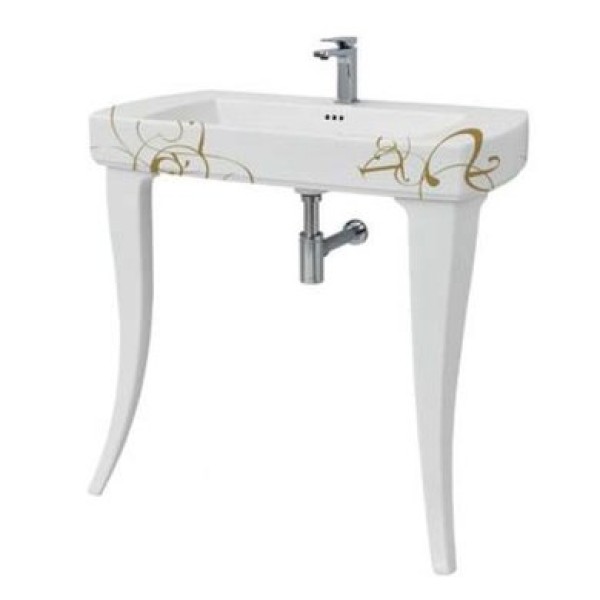 Керамическая раковина 91,5 см Artceram Jazz, white glossy/lettering oro (JZL001 01;06)