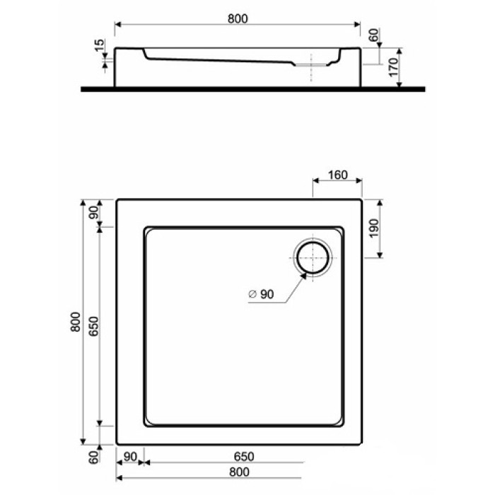 Душевой поддон KOLO SIMPLO 80x80 xBK0681000