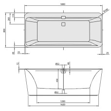 Ванна квариловая Villeroy&Boch Squaro Edge 12 UBQ180SQE7PDV-96 + панель цвет star white