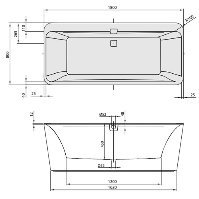 Ванна квариловая Villeroy&Boch Squaro Edge 12 UBQ180SQE7PDV-96 + панель цвет star white