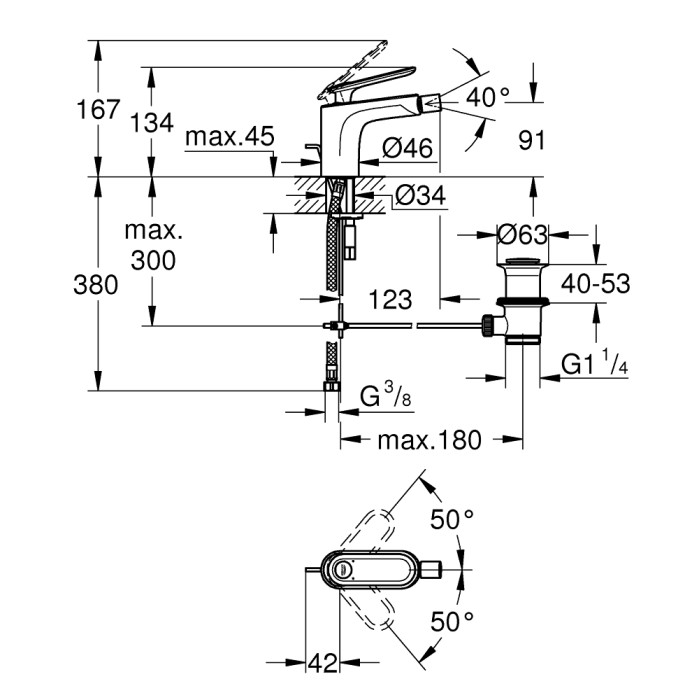 Grohe Veris Смеситель однорычажный для биде M-Size (32193000)