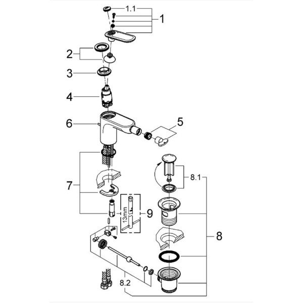 Grohe Veris Смеситель однорычажный для биде M-Size (32193000)