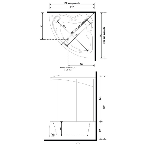 Gruppo Treesse Dafne Box Ванна 150x150xh234 см
