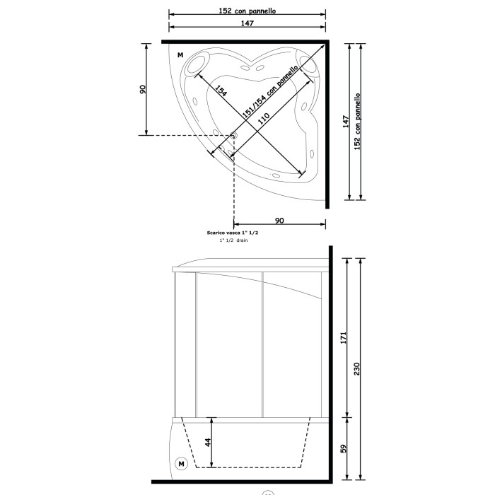 Gruppo Treesse Dafne Box Ванна 150x150xh234 см