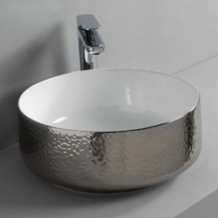 Керамическая раковина 42 см Artceram Cognac, white glossy/platinum skin bicolor (COL001 01;61)