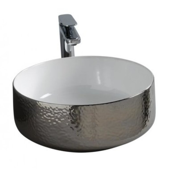 Керамическая раковина 42 см Artceram Cognac, white glossy/platinum skin bicolor (COL001 01;61)