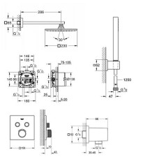 Плитка керамогранит Grohe Grohtherm SmartControl Rainshower Allure 230 душевая система 34506SC0 для пола