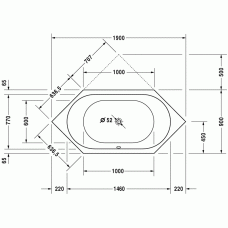 D-Code ванна шестиугольная 190 см 700138000000000 в интернет-магазине «Estet Room»