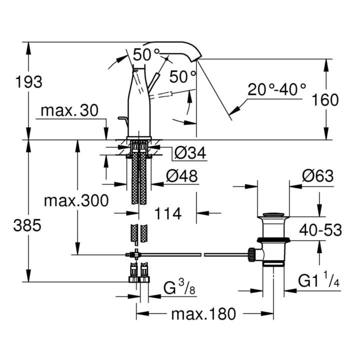 Grohe Essence Смеситель однорычажный для раковины M-Size (23462DL1) Grohe Essence Смеситель однорычажный для раковины M-Size (23462DL1)