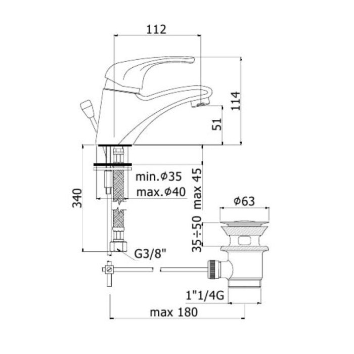 Смеситель для раковины Paffoni Nettuno Due (N5CRD07)