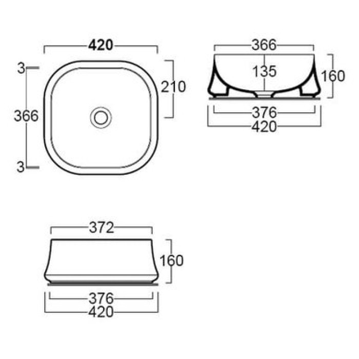 Керамическая раковина 42 см Simas Sharp SH 06 Керамическая раковина 42 см Simas Sharp SH 06