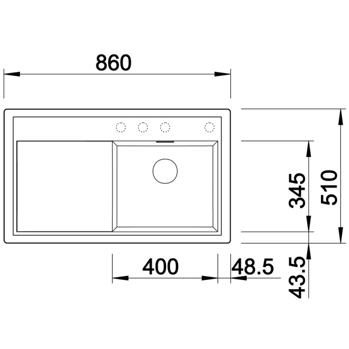 Мойка для кухни Blanco Zenar 45 S с доской из стекла чаша слева темная скала 523805