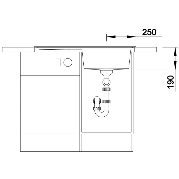Мойка для кухни Blanco Zenar 45 S с доской из стекла чаша слева темная скала 523805