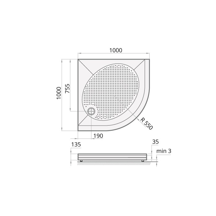 Душевой поддон РАА ART RO 100 R550 Душевой поддон РАА ART RO 100 R550