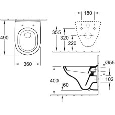 Унитаз подвесной Villeroy & Boch O.NOVO (5688H101) с сиденьем Soft Close (9M38S101)