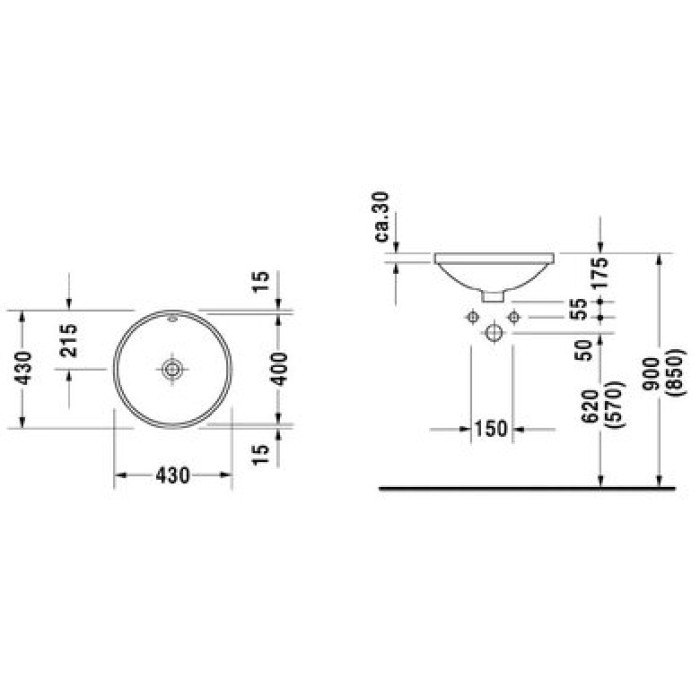 Плитка керамогранит Керамическая раковина 40 см Duravit Architec 0468400000 для пола