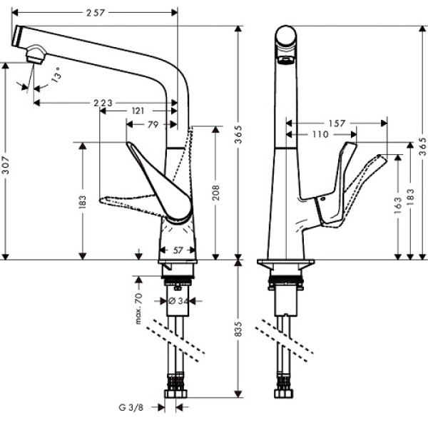 Смеситель для кухни Hansgrohe Metris Select 320 14883800