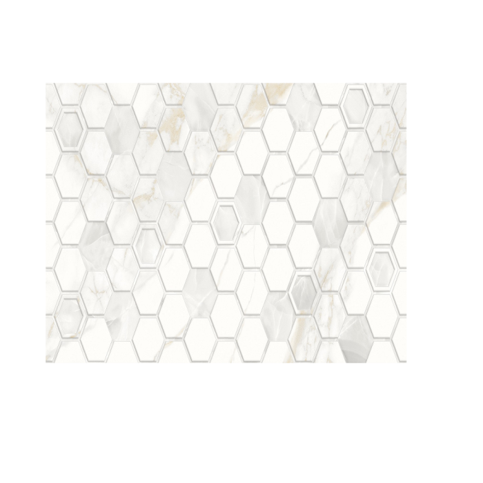 Плитка GOLDEN TILE SENTIMENTO HEXAGON белый SN0151 под мрамор