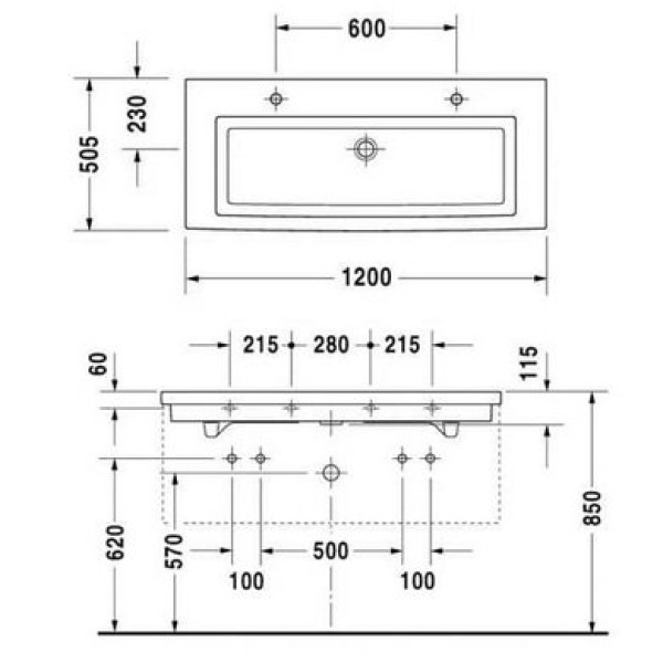 Плитка керамогранит Керамическая раковина 120 см Duravit 2nd floor 0491120024 для пола