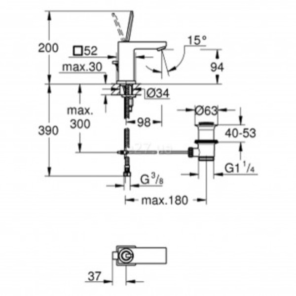Grohe Eurocube Joy Смеситель однорычажный для раковины S-Size (23654000)
