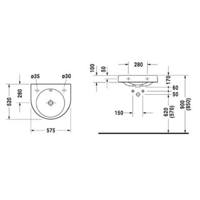 Плитка керамогранит Керамическая раковина 57,5 см Duravit Architec 0450580000 для пола Плитка керамогранит Керамическая раковина 57,5 см Duravit Architec 0450580000 для пола