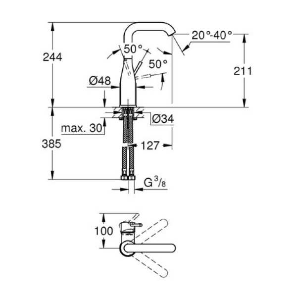 Смеситель для раковины Grohe Essence L-Size 23541001