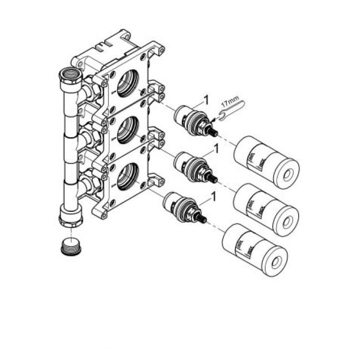 Grohe Rapido C Встраиваемый вентиль на три выхода (35031000)