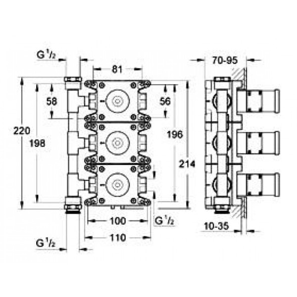 Grohe Rapido C Встраиваемый вентиль на три выхода (35031000)