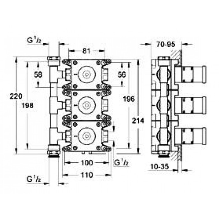 Grohe Rapido C Встраиваемый вентиль на три выхода (35031000)