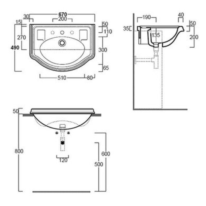 Керамическая раковина 67 см Simas Arcade AR 835