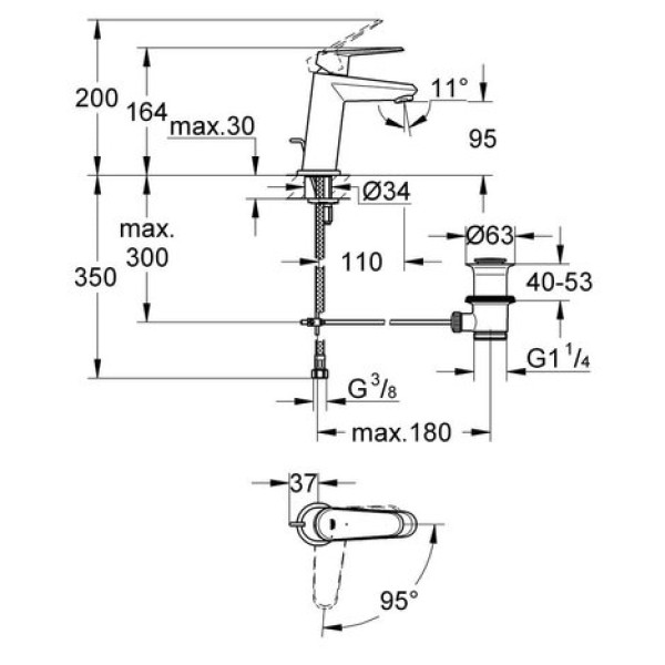Смеситель для раковины Grohe Eurodisc Cosmopolitan S-Size 2338920E