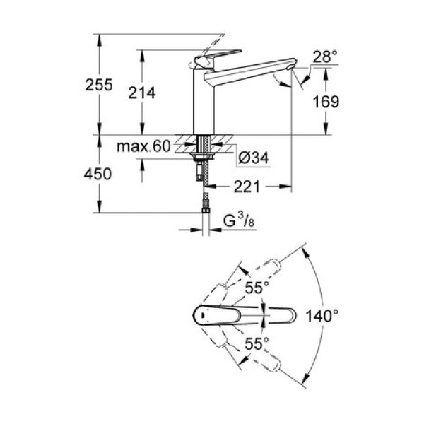Смеситель для кухни Grohe Eurodisc cosmopolitan 33770002