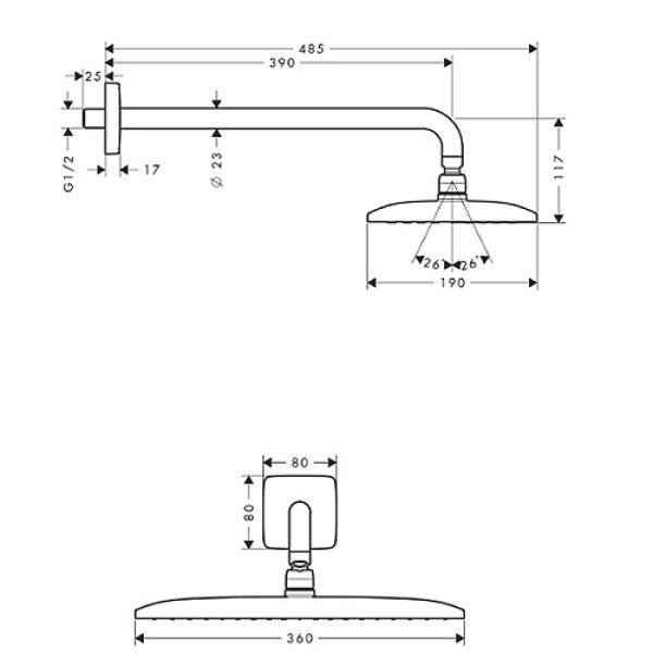 Верхний душ Hansgrohe Raindance E 360 Air 1jet 27376000