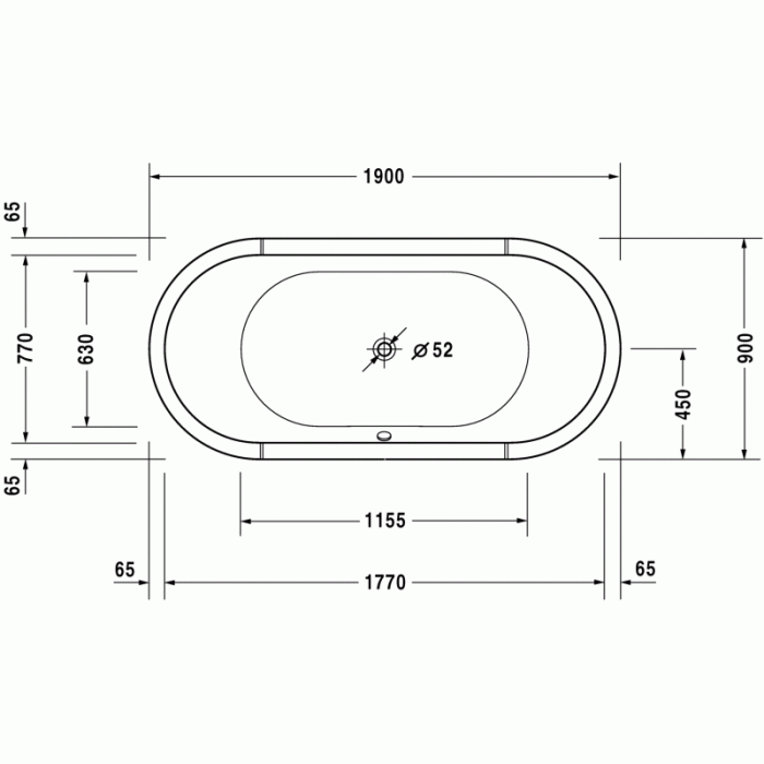 Starck ванна овальная 190 см с акриловой панелью 700012000000000 в интернет-магазине «Estet Room»