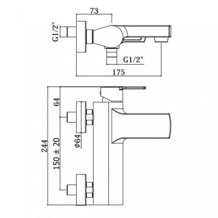 Настенный смеситель для ванны Paffoni Ringo-West (RIN023CR) Настенный смеситель для ванны Paffoni Ringo-West (RIN023CR)