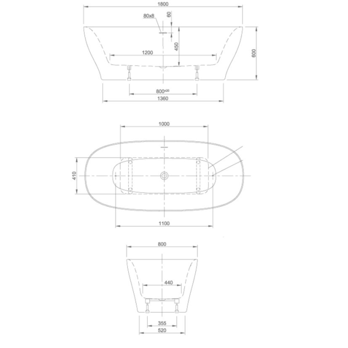 Ванна акриловая Knief Dream 180x80 см (0100-251)