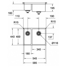 Мойдка для кухни Grohe 585x440 мм, под столешницу, 1,5 чаши, матовая (31576SD0)
