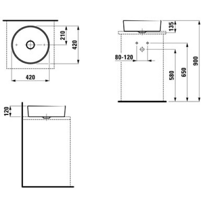 Умывальник круглый на столешницу Laufen KARTEL H8123310001121