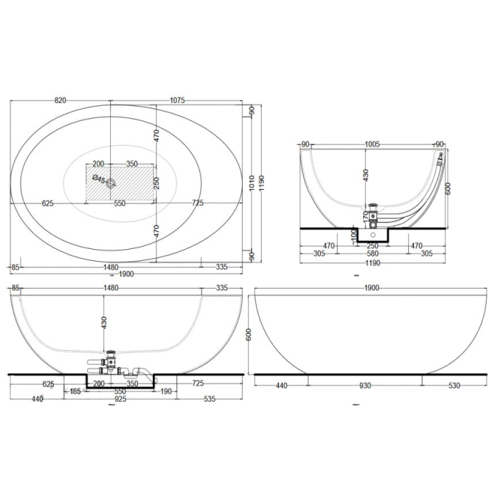 Ванна отдельно стоящая Cielo Le Giare 190*120 см