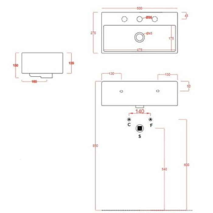 Керамическая раковина 50 см Artceram Quadro, white glossy (QUL001 01;00)